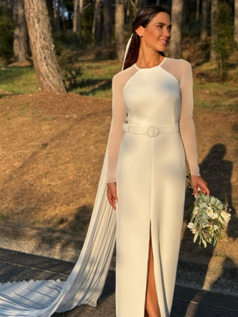 Vestido de novia con mangas largas de tul tendencia 2027