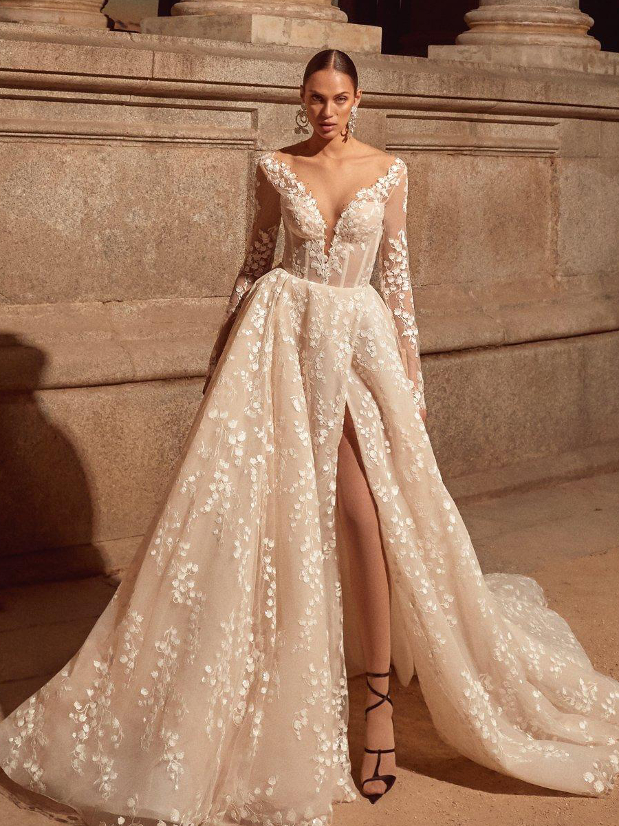 Vestido de novia color champagne 2027